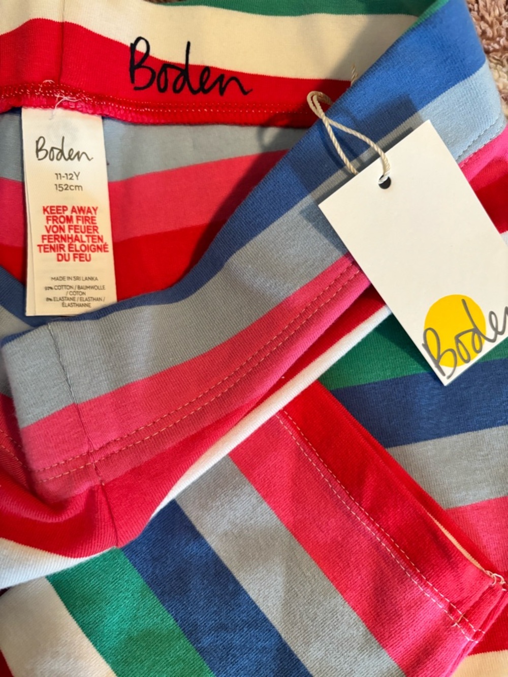 Boden Girls' Bright Multistripe Leggings- girl sz11-12 $15